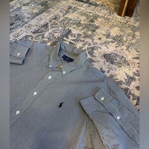 Polo Ralph Lauren Custom Fit Black White Gingham Check Button Down Shirt XL